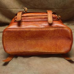 Vintage Lambskin Brown Leather Men's 14'' Laptop Backpack Black Satchel Backpack For Men - imessengerbags