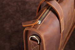 Vintage Leather Mens Laptop Handbag Work Bag Business Bag Shoulder Bag For Men - imessengerbags