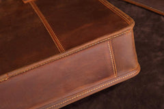 Vintage Leather Mens Laptop Handbag Work Bag Business Bag Shoulder Bag For Men - imessengerbags