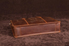 Vintage Leather Mens Laptop Handbag Work Bag Business Bag Shoulder Bag For Men - imessengerbags
