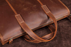 Vintage Leather Mens Laptop Handbag Work Bag Business Bag Shoulder Bag For Men - imessengerbags