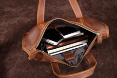 Vintage Leather Mens Laptop Handbag Work Bag Business Bag Shoulder Bag For Men - imessengerbags