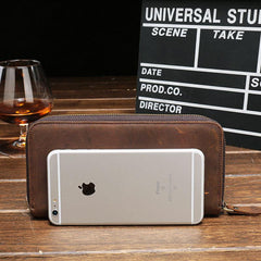 Vintage Cool Mens Leather Long Wallet Clutch Wallet Phone Wallet for Men - imessengerbags