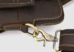 Vintage Leather Mens Briefcase Handbags 10inch Shoulder Bag Business Bag For Men