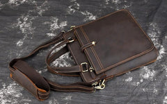 Vintage Leather Mens Briefcase Handbags 10inch Shoulder Bag Business Bag For Men