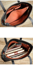 Fashion Coffee Leather Men Womens 14 inches Black Tote Bag Shoulder Tote Bag For Men - imessengerbags