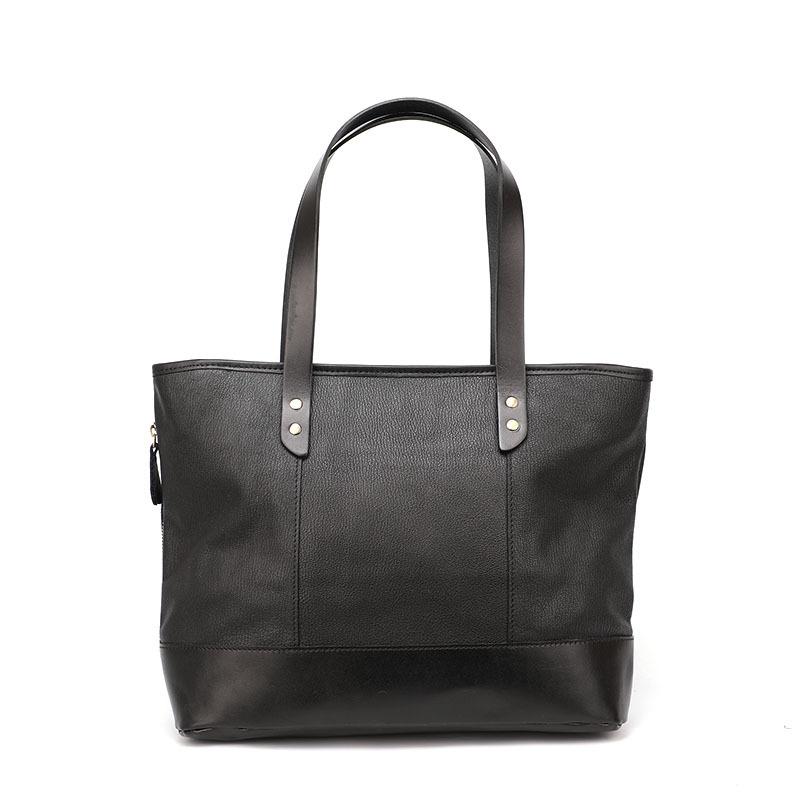 Fashion Coffee Leather Men Womens 14 inches Black Tote Bag Shoulder Tote Bag For Men - imessengerbags