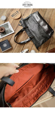 Fashion Coffee Leather Men Womens 14 inches Black Tote Bag Shoulder Tote Bag For Men - imessengerbags