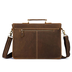 Vintage Brown Leather Men's Professional Briefcase 13‘’ Laptop Shoulder Briefcase For Men - imessengerbags
