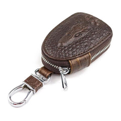 Black Leather Men's Key Wallet Zipper Car Key Case Car Holder For Men - imessengerbags