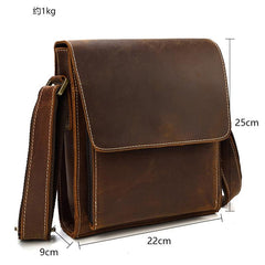 Vintage Brown  Leather Men's Small Side Bag Vertical Messenger Bag Tablet Bag For Men - imessengerbags
