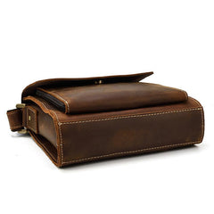 Vintage Brown  Leather Men's Small Side Bag Vertical Messenger Bag Tablet Bag For Men - imessengerbags