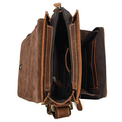 Vintage Brown  Leather Men's Small Side Bag Vertical Messenger Bag Tablet Bag For Men - imessengerbags