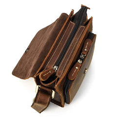 Vintage Brown  Leather Men's Small Side Bag Vertical Messenger Bag Tablet Bag For Men - imessengerbags