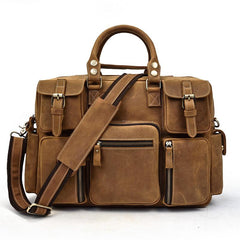 Vintage Leather Men's Travel Bag Business Handbag Laptop 14inch Briefcase For Men - imessengerbags