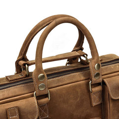 Vintage Leather Men's Travel Bag Business Handbag Laptop 14inch Briefcase For Men - imessengerbags