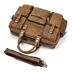 Vintage Leather Men's Travel Bag Business Handbag Laptop 14inch Briefcase For Men - imessengerbags