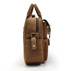 Vintage Leather Men's Travel Bag Business Handbag Laptop 14inch Briefcase For Men - imessengerbags