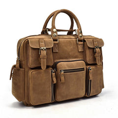 Vintage Leather Men's Travel Bag Business Handbag Laptop 14inch Briefcase For Men - imessengerbags