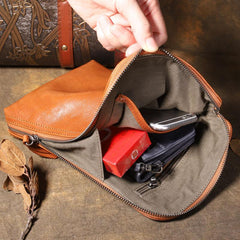 Cool Leather Mens Brown Long Wallet Wristlet Wallet Black Clutch Wallet for Men - imessengerbags