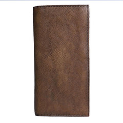Vintage Leather Mens Brown Cool Long Wallet Long Bifold Clutch Card Wallet for Men - imessengerbags