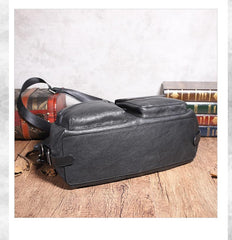 Leather Mens Large Black Travel Handbag Weekender Bag Brown Duffle Bag Luggage Bag for Men - imessengerbags