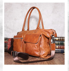 Leather Mens Large Black Travel Handbag Weekender Bag Brown Duffle Bag Luggage Bag for Men - imessengerbags