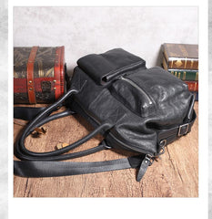 Leather Mens Large Black Travel Handbag Weekender Bag Brown Duffle Bag Luggage Bag for Men - imessengerbags