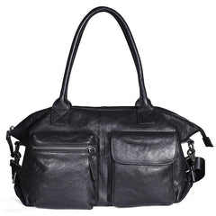 Leather Mens Large Black Travel Handbag Weekender Bag Brown Duffle Bag Luggage Bag for Men - imessengerbags
