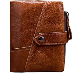 Cool Brown Leather Mens billfold Wallet Bifold SMall Wallet Black Front Pocket Wallet For Men - imessengerbags
