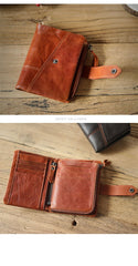 Cool Brown Leather Mens billfold Wallet Bifold SMall Wallet Black Front Pocket Wallet For Men - imessengerbags