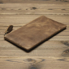Retro MENS LEATHER SLIM ZIPPER CLUTCH WALLET PURSE BAG CLUTCH BAG FOR MEN