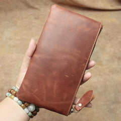 Retro MENS LEATHER SLIM ZIPPER CLUTCH WALLET PURSE BAG CLUTCH BAG FOR MEN