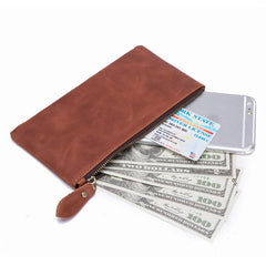 Retro MENS LEATHER SLIM ZIPPER CLUTCH WALLET PURSE BAG CLUTCH BAG FOR MEN