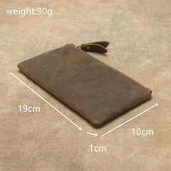 Retro MENS LEATHER SLIM ZIPPER CLUTCH WALLET PURSE BAG CLUTCH BAG FOR MEN