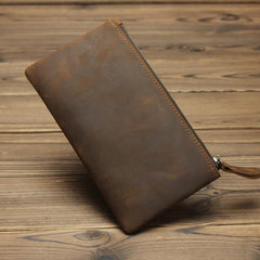 Retro MENS LEATHER SLIM ZIPPER CLUTCH WALLET PURSE BAG CLUTCH BAG FOR MEN