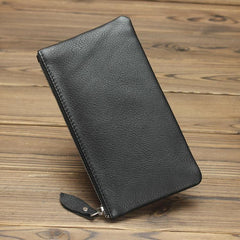 Retro MENS LEATHER SLIM ZIPPER CLUTCH WALLET PURSE BAG CLUTCH BAG FOR MEN