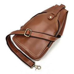 Vintage Mens Leather One Shoulder Backpack Chest Bag Sling Bag Sling Crossbody Bag For Men