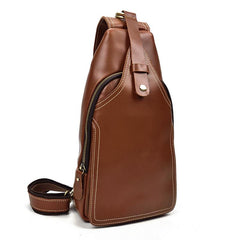 Vintage Mens Leather One Shoulder Backpack Chest Bag Sling Bag Sling Crossbody Bag For Men