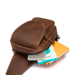 Vintage Leather Men's Chest Bag Sling Bag One Shoulder Backpack For Men - imessengerbags