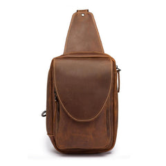 Vintage Leather Men's Chest Bag Sling Bag One Shoulder Backpack For Men