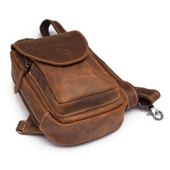 Vintage Leather Men's Chest Bag Sling Bag One Shoulder Backpack For Men - imessengerbags
