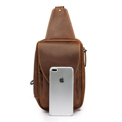 Vintage Leather Men's Chest Bag Sling Bag One Shoulder Backpack For Men - imessengerbags
