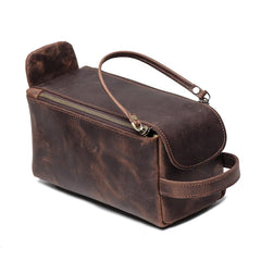 Cool Brown Leather Men's Box Clutch Bag Portable Bag Mini Handbag for Men - imessengerbags