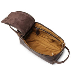 Cool Brown Leather Men's Box Clutch Bag Portable Bag Mini Handbag for Men - imessengerbags