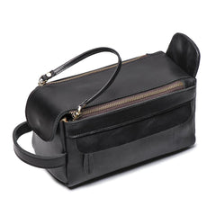 Cool Brown Leather Men's Box Clutch Bag Portable Bag Mini Handbag for Men - imessengerbags