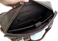 Vintage Brown Leather Men's 15'' Laptop Briefcase Professional Briefcase Handbag For Men - imessengerbags