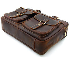 Vintage Brown Leather Men's 15'' Laptop Briefcase Professional Briefcase Handbag For Men - imessengerbags