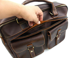 Vintage Brown Leather Men's 15'' Laptop Briefcase Professional Briefcase Handbag For Men - imessengerbags