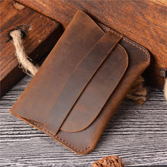 Vintage Brown Leather Men's Coin Holder Black Card Wallet Slim billfold Wallet For Men - imessengerbags